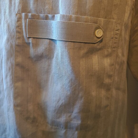 Mens S/S shirt Stefano Ricci 4 Cuzzens- 42/16.5 Gray stripe Hidden button front - Picture 3 of 8